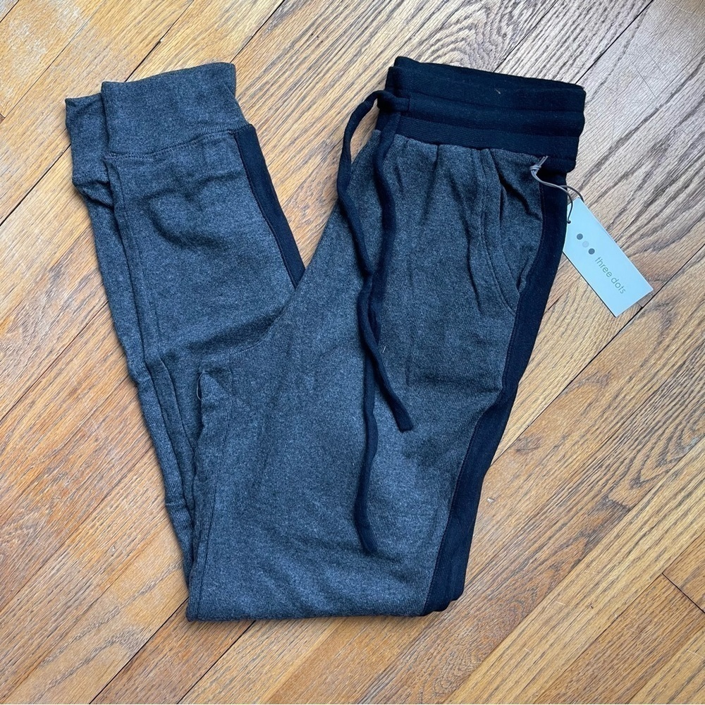NEW Three Dots Color Block Sweatpant Jogger Modal Charcoal Gray Size Small NWT